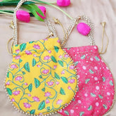 Wholesale Traditional flower Printed Potli, Women Handbag, Wedding Favors, Diwali Gift